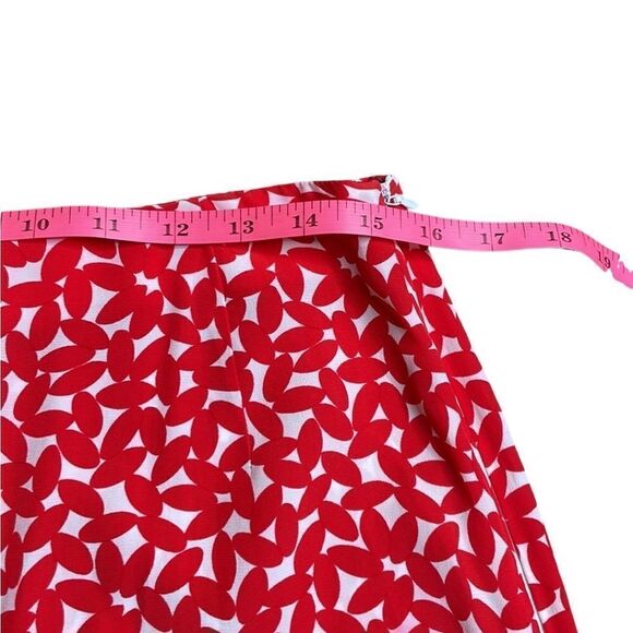Organic by John Patrick red and white leaf print maxi slit skirt size 8 - Picture 4 of 6
